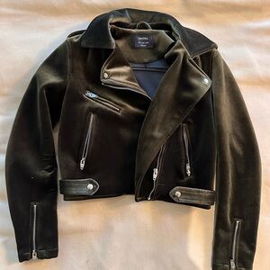 Bershka brown suede biker jacket Size M